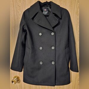 Gloverall Classic Black Wool Peacoat Size 4 Small